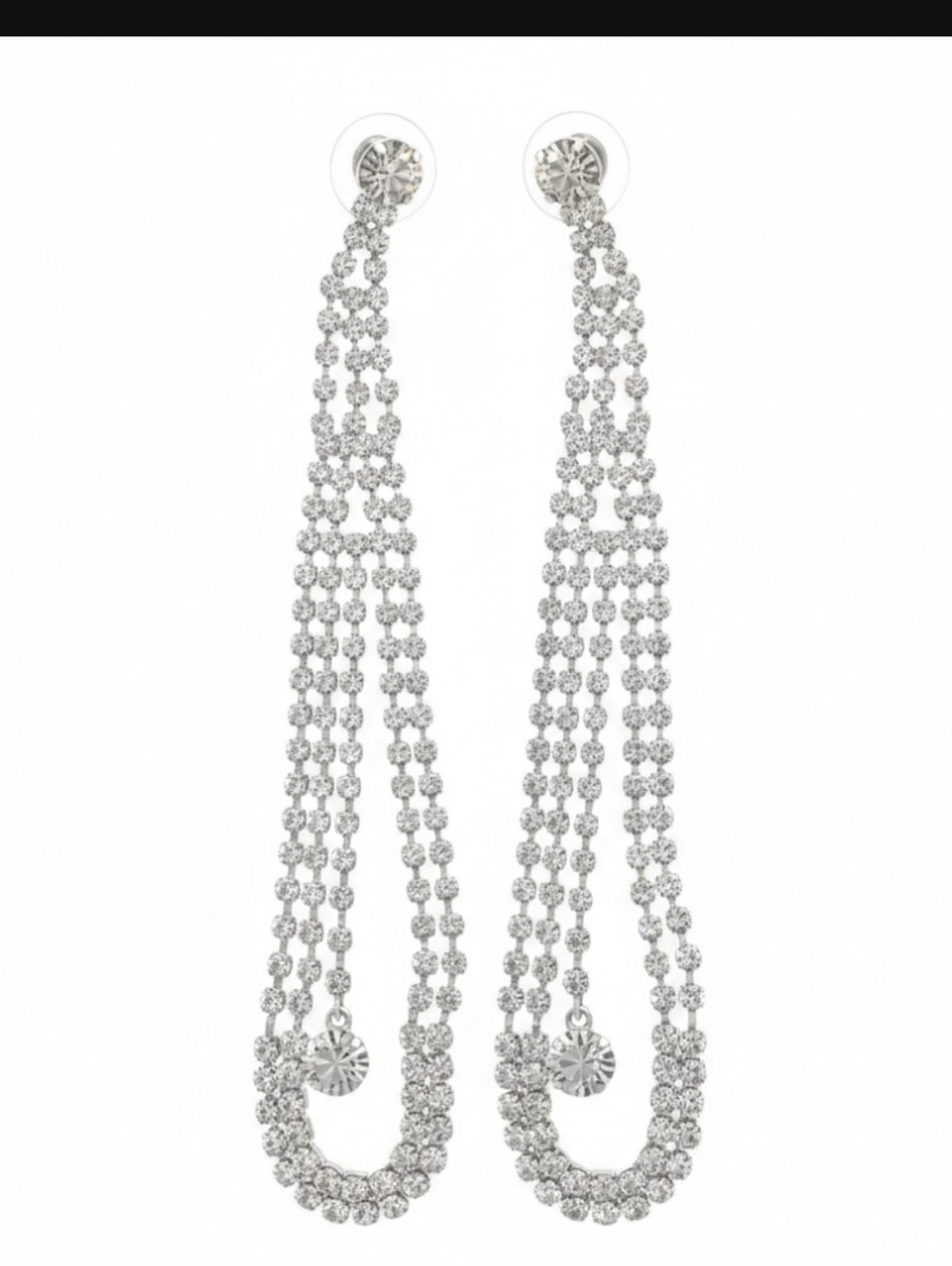 Hether Twist Diamond Mesh Small Clutch & Silver-Tone Crystal Pendulum Earrings - Picture 9 of 10
